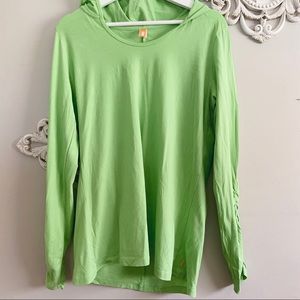 LUCY || Long Sleeve Hooded Shirt Bright Green